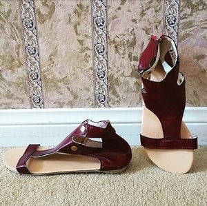 Maroon Zip-Up Flats